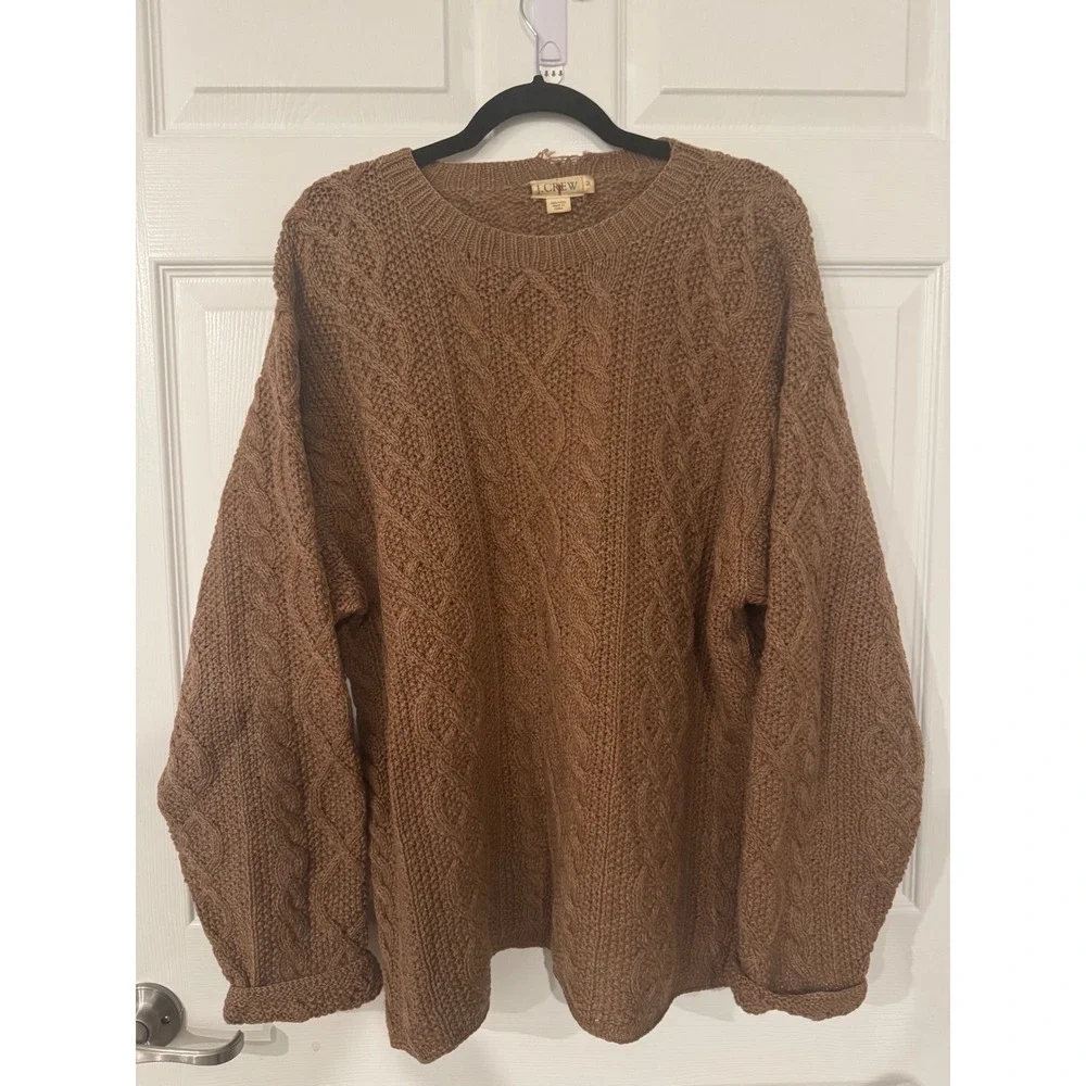 J.Crew Vintage Donegal Wool Sweater Oarsman Cable‎ Knit 90's Fisherman Grandpa